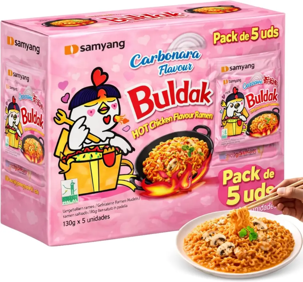 La fiebre coreana llega a Amazon: los productos virales que todo el mundo quiere probar 1 noodles sabor carbonara coreanos. Amazon