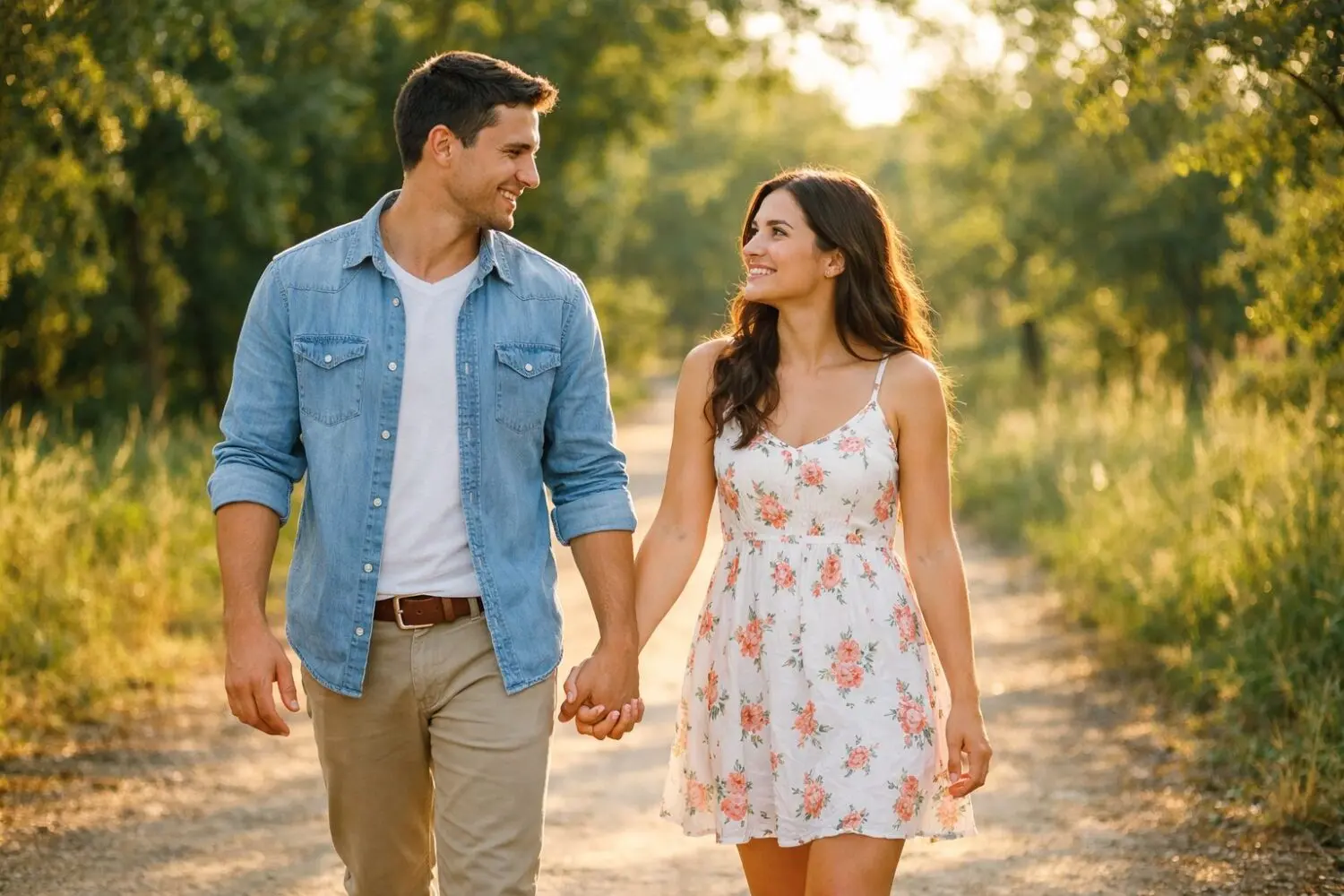 pareja cominando de la mano