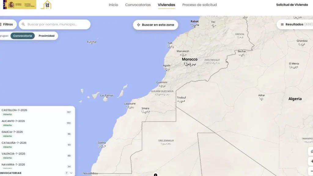 Así se veía la frontera entre el Sáhara y Marruecos en el mapa de la web Casa 47 antes de que se retirara