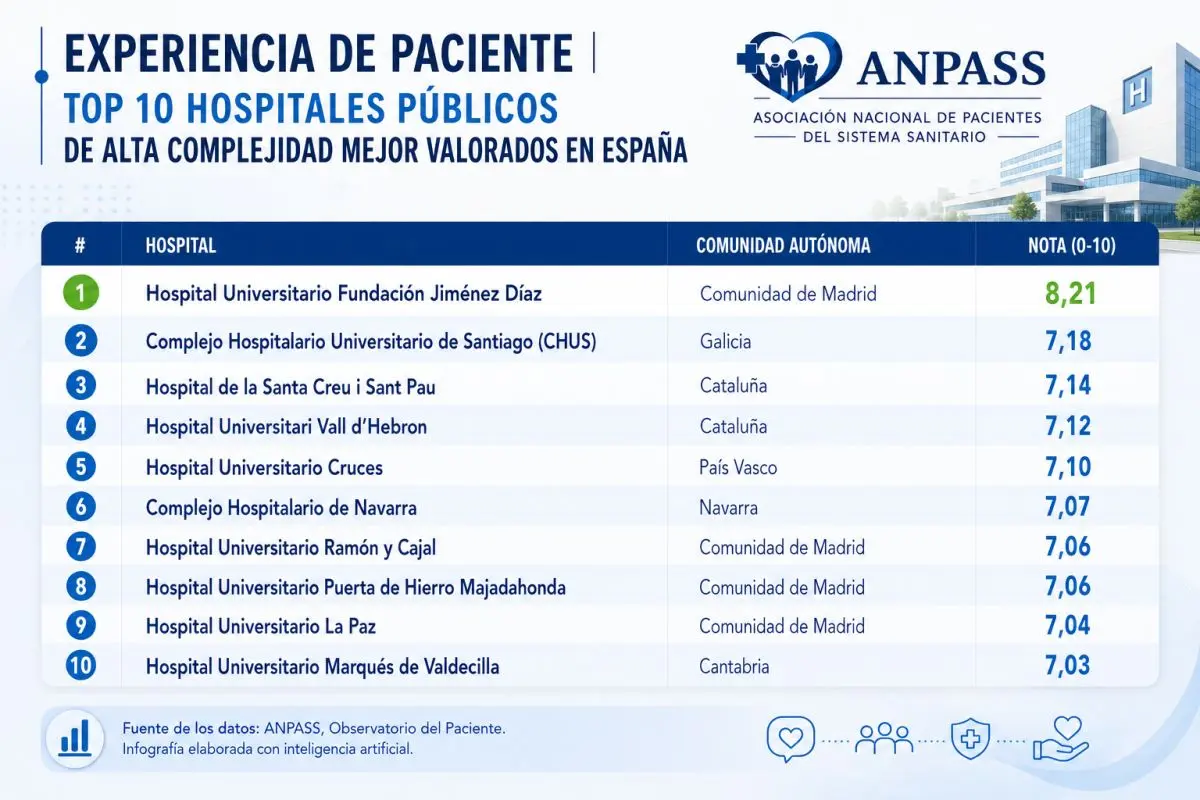 experiencia de paciente de España La Fundación Jiménez Díaz es el hospital público con mejor experiencia de paciente de España.