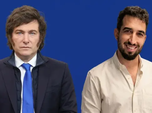 Necesito una imagen en horizontal para la imagen destacada de wordpress donde aparezcan Javier Milei y Isma Juarez no en una misma imagen, com oun montaje o un collaje de dos pero que no se vea la raya del medio y un fondo unifocado... primera imagen es un ejemplo, la segunda y tercera imagen es para hacer la imagen solicitada - Gemini Necesito una imagen en horizontal para la imagen destacada de wordpress donde aparezcan Javier Milei y Isma Juarez no en una misma imagen, com oun montaje o un collaje de dos pero que no se vea la raya del medio y un fondo unifocado... primera imagen es un ejemplo, la segunda y tercera imagen es para hacer la imagen solicitada.